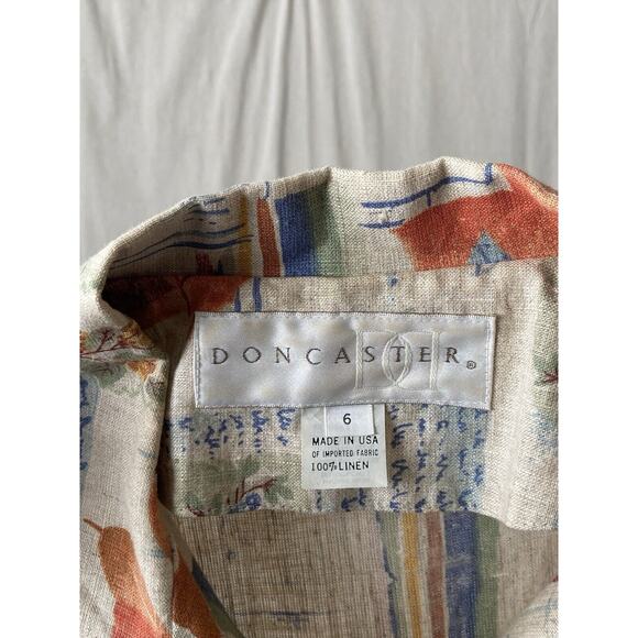 Vintage Doncaster Womens Earthy Old Money Linen Leaf Print Jacket Size 6 - Picture 3 of 8